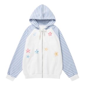 Striped Hoodie with Colorful Star Print