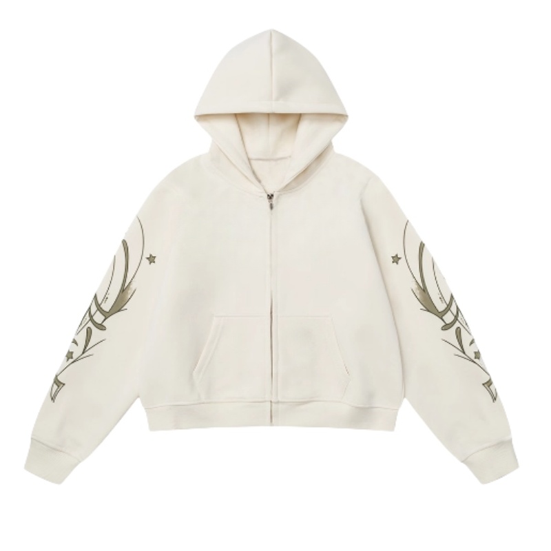 Cropped Zip-Up Hip-Hop Trendy Hoodie
