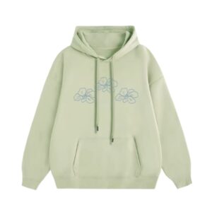 Minimal Floral Print Green Hoodie