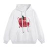 Distinctive Red Plaid Apple Print Grey Hoodie