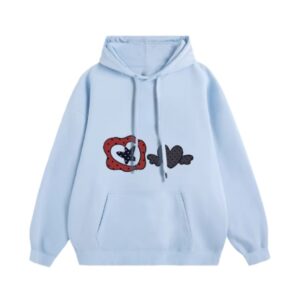 Polka Dot Print Light Blue Hoodie