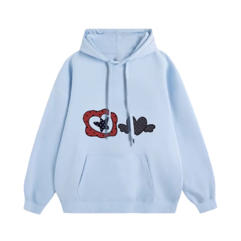Polka Dot Print Light Blue Hoodie