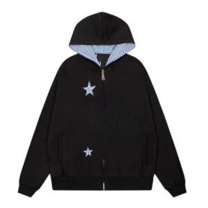Blue Star Panel Check Hoodie