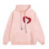 Pink Heart Cat Paw Print Hoodie