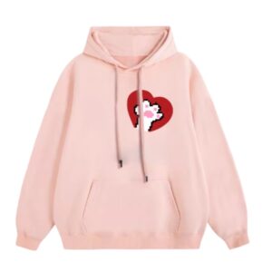 Pink Heart Cat Paw Print Hoodie